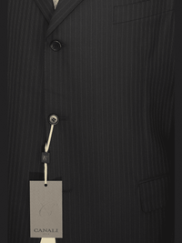 Thumbnail for Canali SUITS Canali Mens 50l 62 Drop 6 Classic Fit Black Striped Three Button 100% Wool Suit