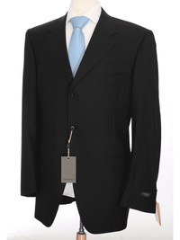 Thumbnail for Canali SUITS Canali Mens 50l 62 Drop 6 Classic Fit Black Striped Three Button 100% Wool Suit