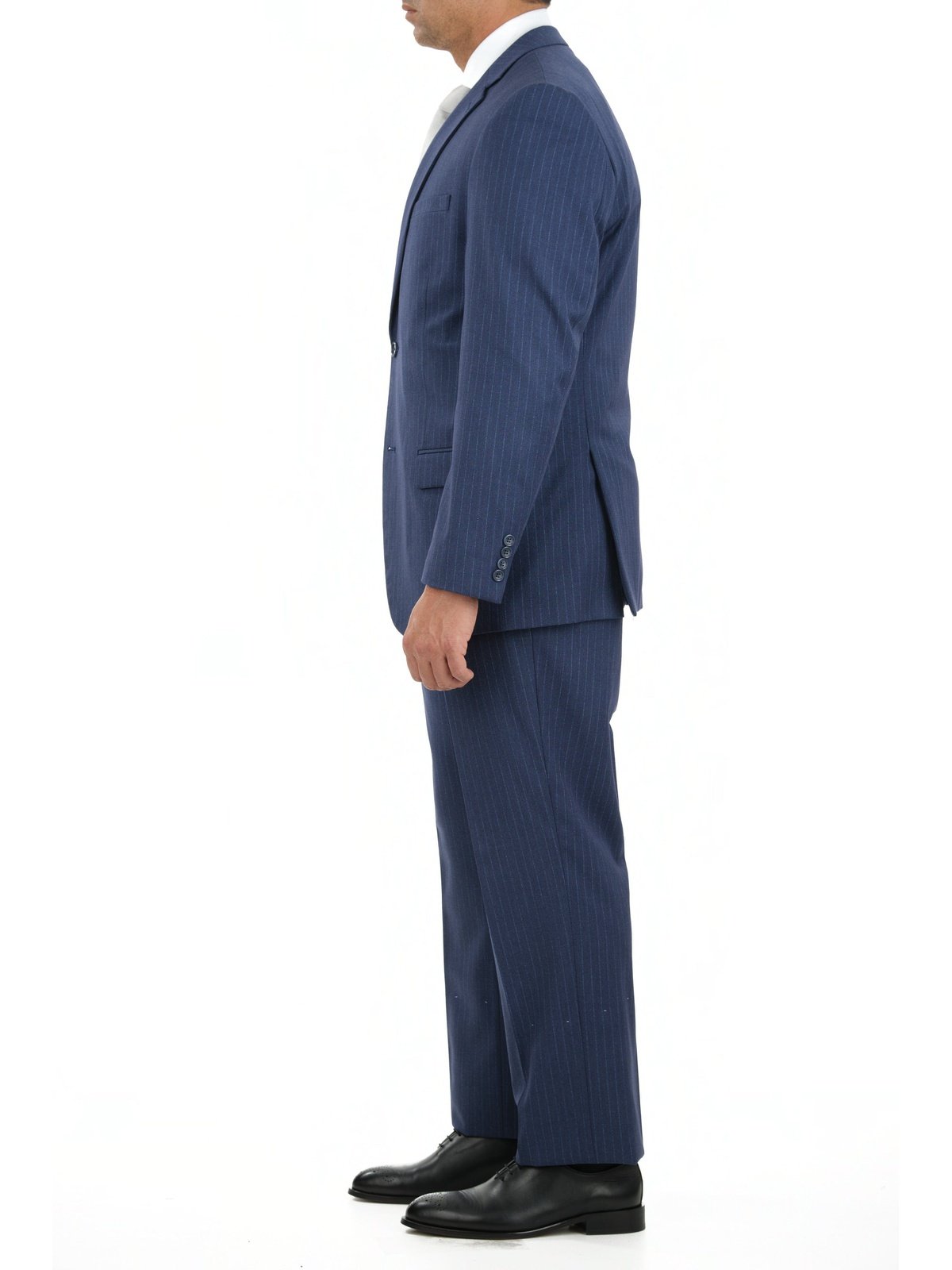 Caravelli Caravelli Mens Blue Striped Two Button 2 Piece Suit