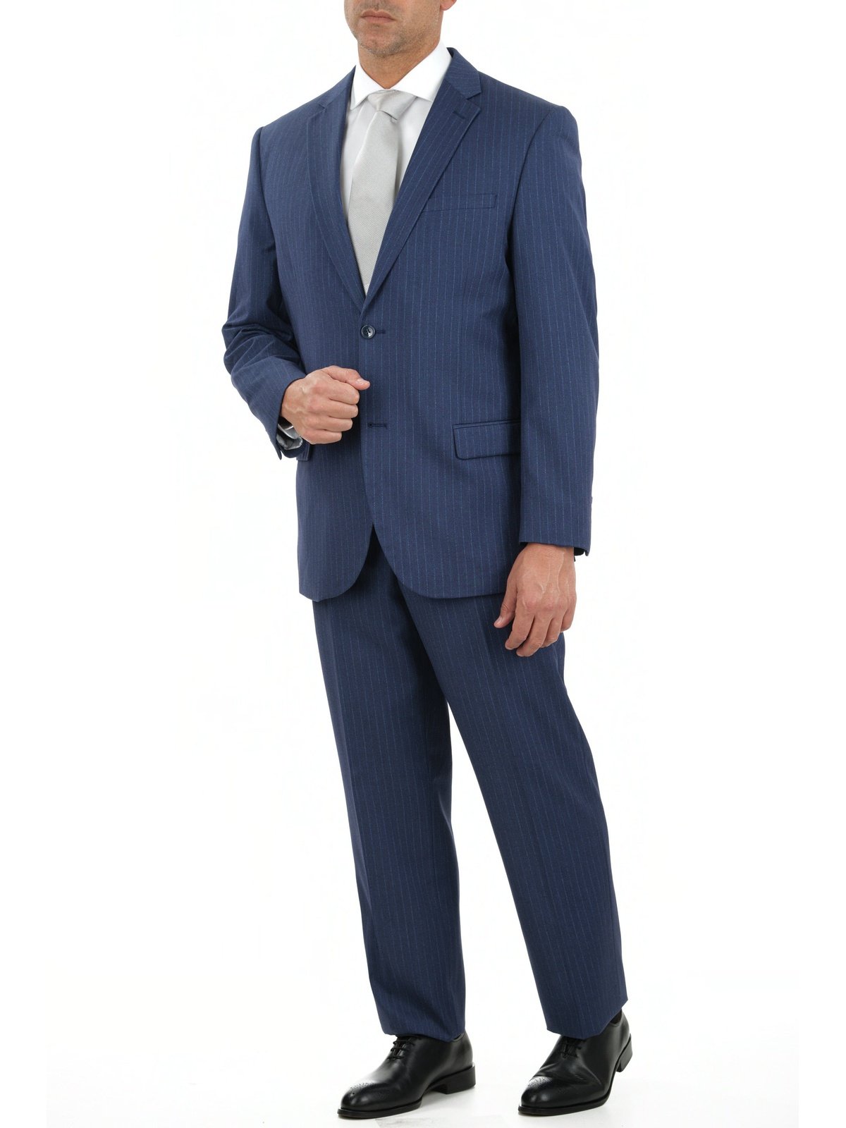 Caravelli Caravelli Mens Blue Striped Two Button 2 Piece Suit