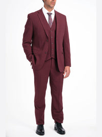 Thumbnail for Caravelli Caravelli Mens Burgundy Slim Fit 3 Piece Suit