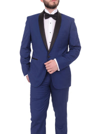 Thumbnail for Gino Vitale TUXEDOS Gino Vitale Slim Fit Indigo Blue One Button Tuxedo Suit With Satin Shawl Lapel