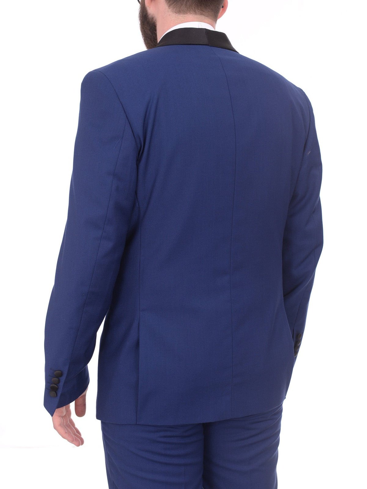 Gino Vitale TUXEDOS Gino Vitale Slim Fit Indigo Blue One Button Tuxedo Suit With Satin Shawl Lapel