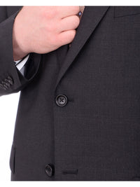 Thumbnail for Mens Mazara Portly Fit Solid Charcoal Gray Two Button Wool Suit