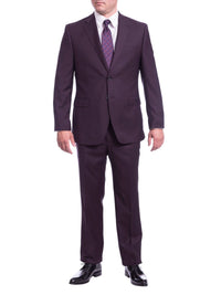 Thumbnail for I Uomo TWO PIECE SUITS I Uomo Mens Textured Burgundy 2 Button Wool Suit