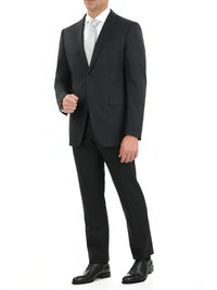 Thumbnail for John Varvatos SUITS John Varvatos Mens Slim Fit Black Tonal Striped Two Button Wool Blend Suit