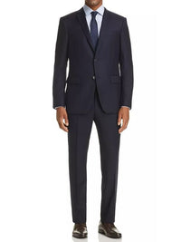 Thumbnail for John Varvatos Mens Solid Navy Blue Slim Fit Wool Blend 2 Piece Suit