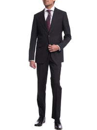 Thumbnail for Napoli TWO PIECE SUITS Mens Napoli Slim Fit Black Textured Check Half Canvassed 2 Button Reda Wool Suit