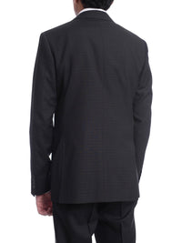 Thumbnail for Napoli TWO PIECE SUITS Mens Napoli Slim Fit Black Textured Check Half Canvassed 2 Button Reda Wool Suit