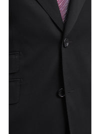 Thumbnail for Napoli Slim Fit Solid Black Half Canvassed Wool Cashmere Suit With Peak Lapel