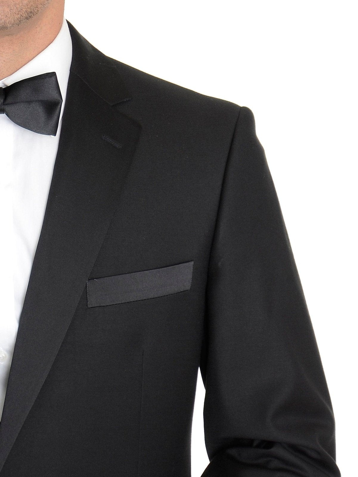 Raphael TUXEDOS Raphael Slim Fit Solid Black Tuxedo Suit With Satin Stripe On Pant