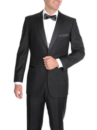 Thumbnail for Raphael TUXEDOS Raphael Solid Black Tuxedo Tux Suit With Satin Stripe On Pants