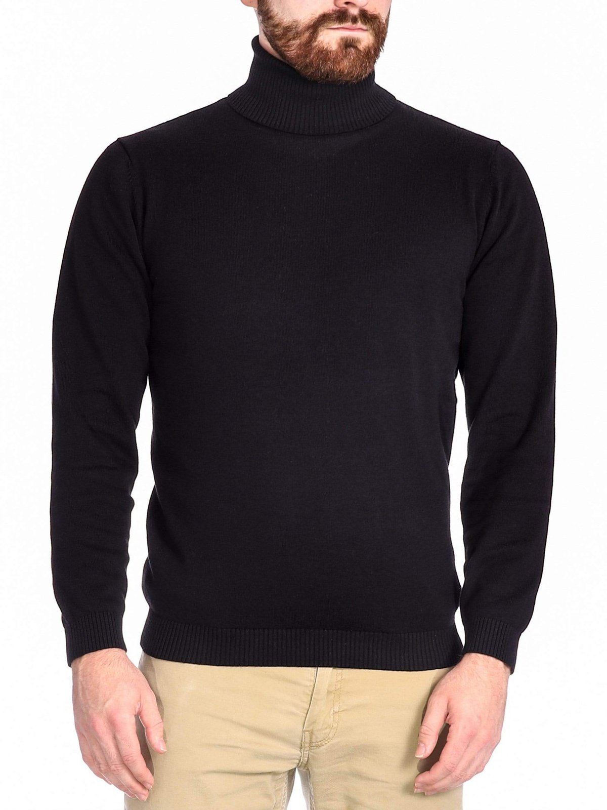 Arthur Black Arthur Black Men's Black Pullover Cotton Blend Turtleneck Sweater Shirt