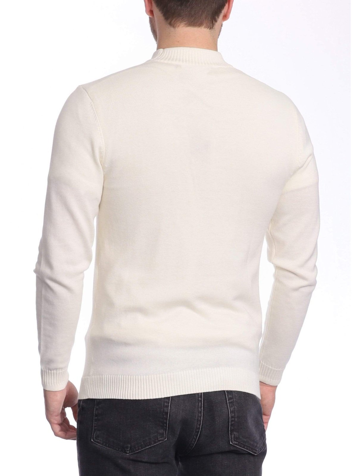 Arthur Black Arthur Black Men’s Solid Cream Pullover Cotton Blend Mock Neck Sweater Shirt