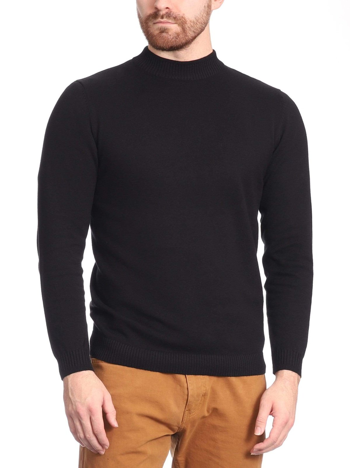 Arthur Black Default Category Migrated Arthur Black Men's Solid Black Pullover Cotton Blend Mock Neck Sweater Shirt