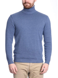 Thumbnail for Arthur Black Default Category Migrated Arthur Black Men's Solid Heather Blue Pullover Cotton Blend Turtleneck Sweater