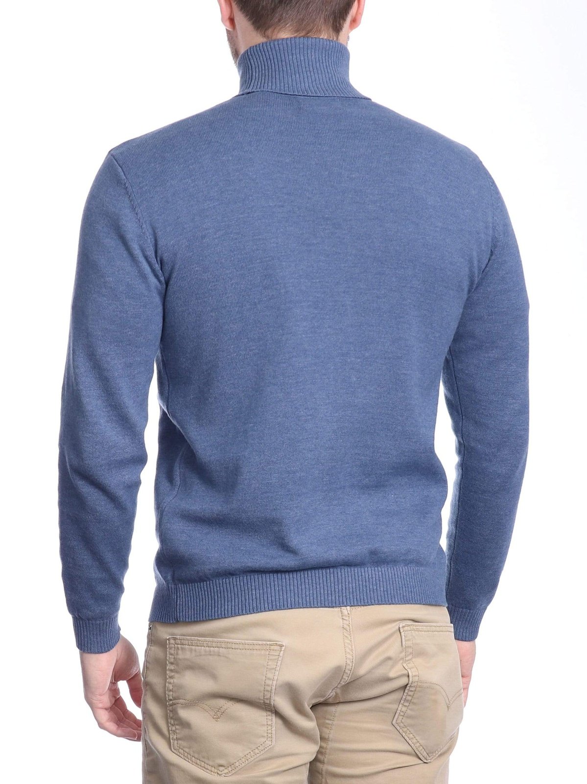 Arthur Black Default Category Migrated Arthur Black Men's Solid Heather Blue Pullover Cotton Blend Turtleneck Sweater