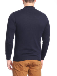 Thumbnail for Arthur Black Default Category Migrated Arthur Black Men's Solid Navy Blue Pullover Cotton Blend Mock Neck Sweater Shirt