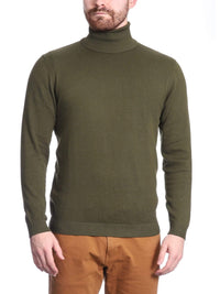 Thumbnail for Arthur Black Default Category Migrated Olive Green / 6XL Arthur Black Men's Solid Olive Green Pullover Cotton Blend Turtleneck Sweater