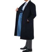 Thumbnail for Arthur Black OUTERWEAR Men's Regular Fit Navy Blue Full Length Wool Cashmere Overcoat Topcoat