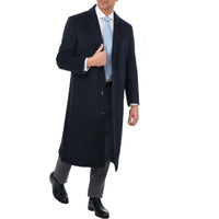 Thumbnail for Arthur Black OUTERWEAR Men's Regular Fit Navy Blue Full Length Wool Cashmere Overcoat Topcoat