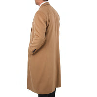 Thumbnail for Arthur Black OUTERWEAR Mens Regular Fit Solid Camel Tan Full Length Wool Cashmere Overcoat Top Coat