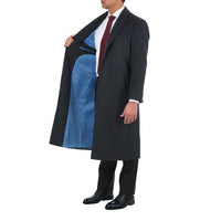 Thumbnail for Arthur Black OUTERWEAR Mens Regular Fit Solid Charcoal Gray Full Length Wool Cashmere Overcoat Top Coat