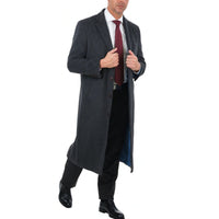 Thumbnail for Arthur Black OUTERWEAR Mens Regular Fit Solid Charcoal Gray Full Length Wool Cashmere Overcoat Top Coat