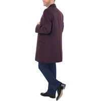 Thumbnail for Arthur Black OUTERWEAR The Suit Depot Men's Wool Cashmere Single Breasted Burgundy 3/4 Length Top Coat