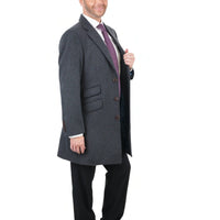 Thumbnail for Arthur Black OUTERWEAR The Suit Depot Men's Wool Cashmere Single Breasted Charcoal 3/4 Length Top Coat