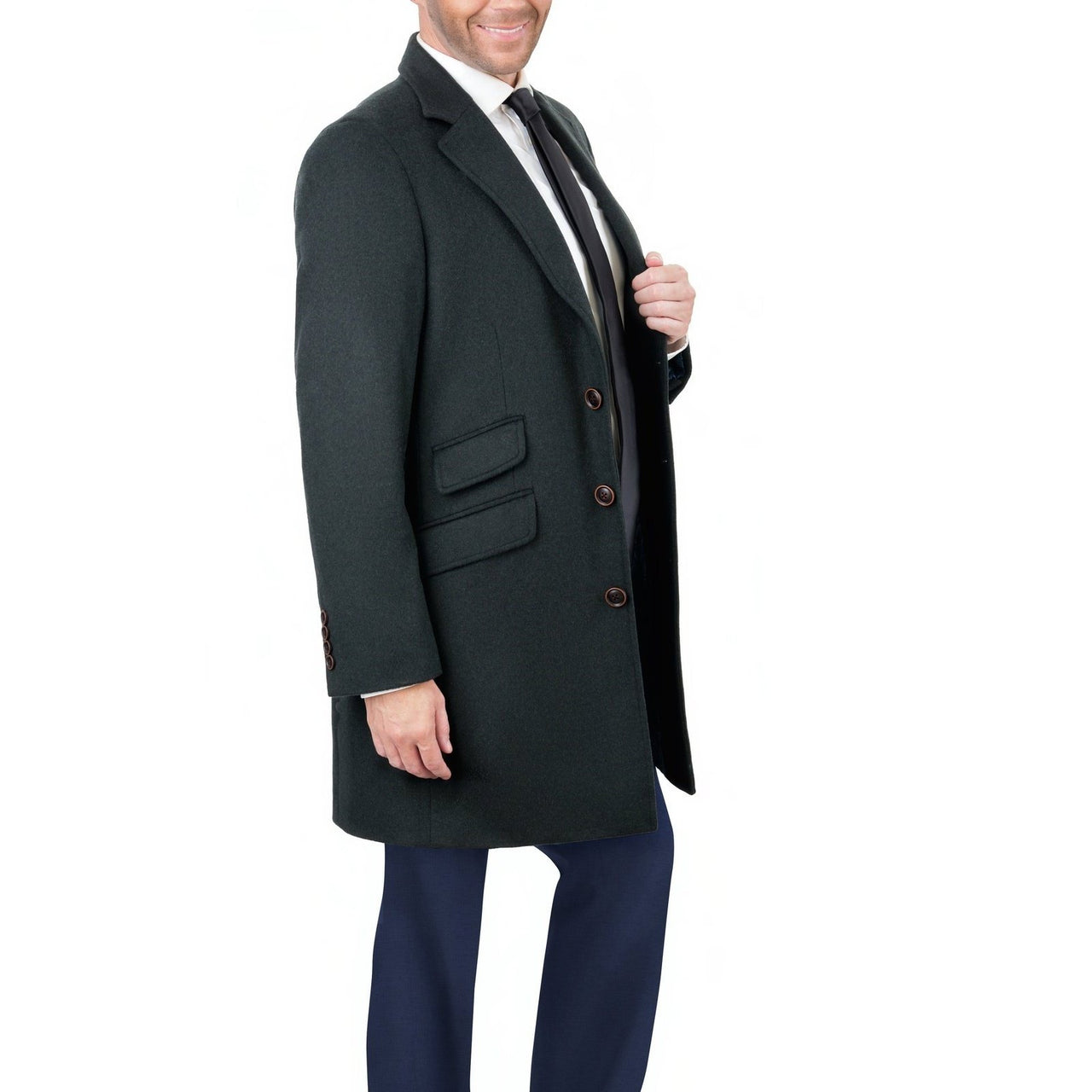 Arthur Black OUTERWEAR The Suit Depot Men's Wool Cashmere Single Breasted Hunter Green 3/4 Length Top Coat