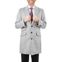 Thumbnail for Arthur Black OUTERWEAR The Suit Depot Men's Wool Cashmere Single Breasted Light Gray 3/4 Length Top Coat