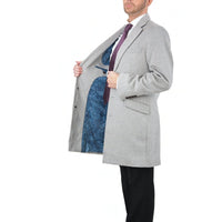 Thumbnail for Arthur Black OUTERWEAR The Suit Depot Men's Wool Cashmere Single Breasted Light Gray 3/4 Length Top Coat