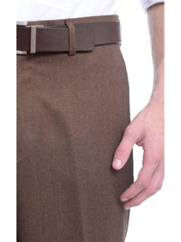 Thumbnail for Arthur Black PANTS Arthur Black Classic Fit Solid Brown Flannel Flat Front Wool Dress Pants