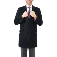 Thumbnail for Arthur Black Sale Coats The Suit Depot Men's Wool Cashmere Single Breasted Black 3/4 Length Top Coat