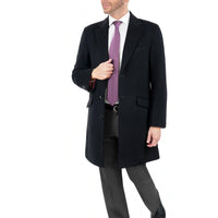 Thumbnail for Arthur Black Sale Coats The Suit Depot Men's Wool Cashmere Single Breasted Black 3/4 Length Top Coat