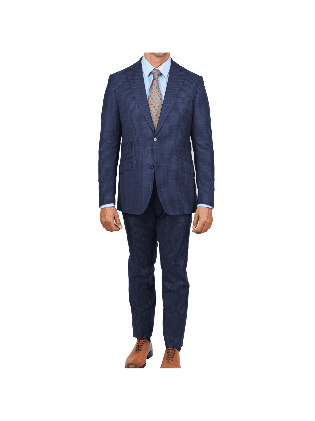 Arthur Black SUITS Arthur Black Slim Fit Blue Check Guabello Wool Light Flannel Suit