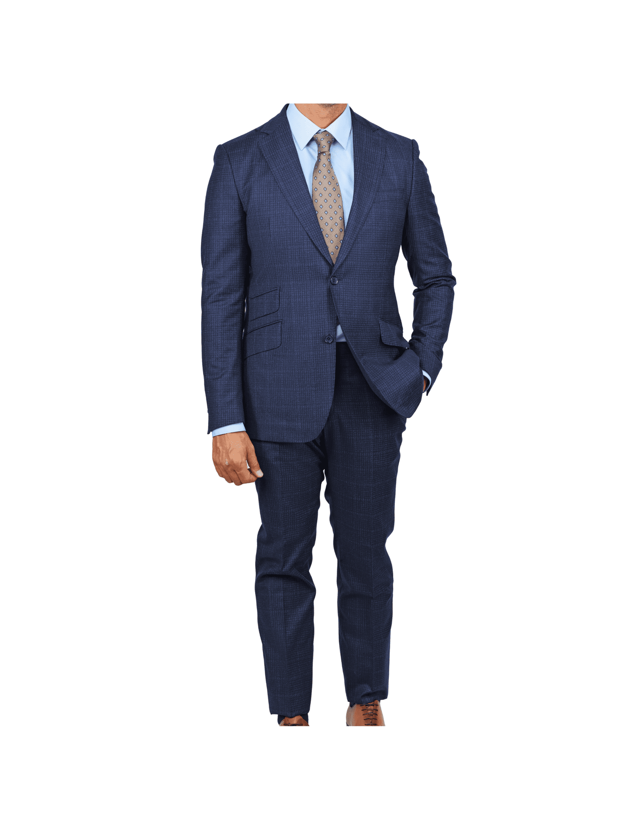 Arthur Black SUITS Arthur Black Slim Fit Blue Check Guabello Wool Light Flannel Suit