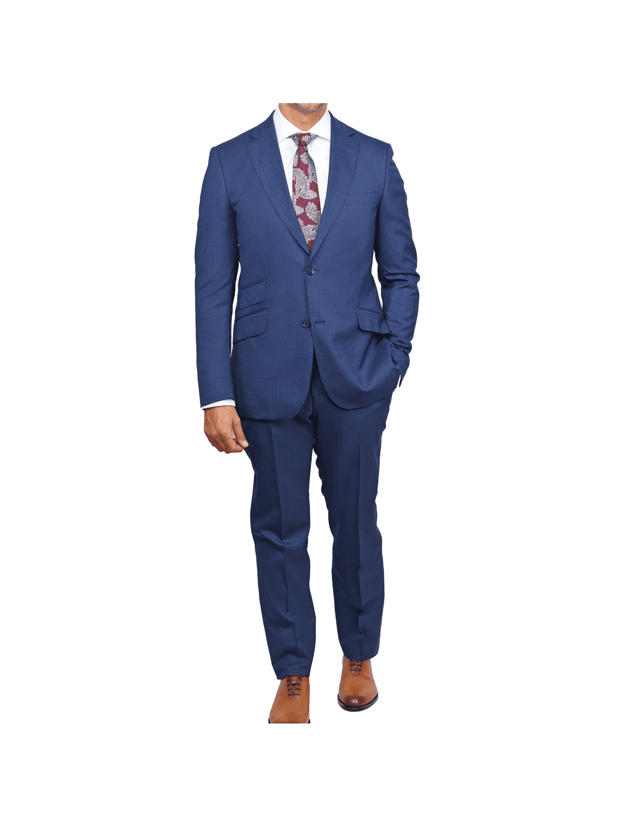 Arthur Black SUITS Arthur Black Slim Fit Blue Textured Natural Stretch Barberbis Worsted Wool Suit