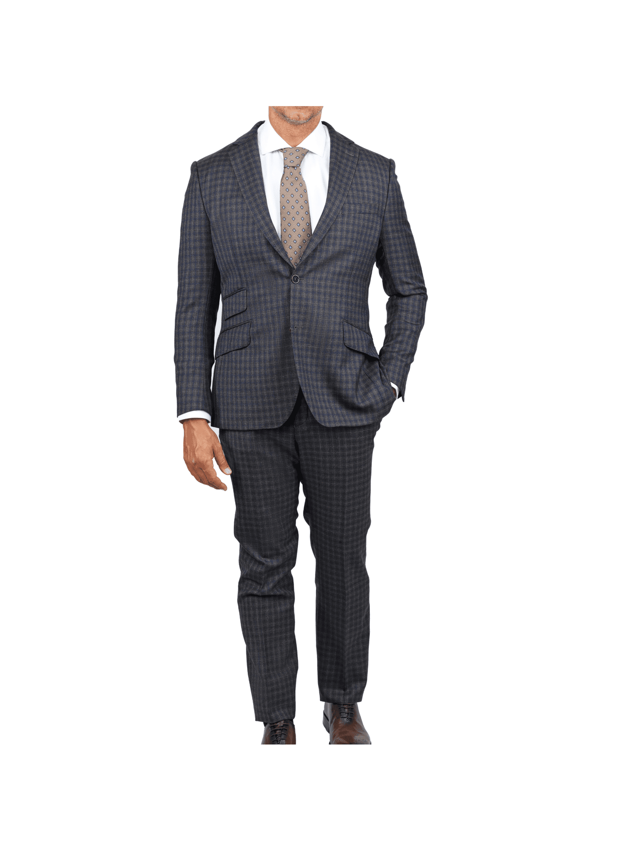 Arthur Black SUITS Arthur Black Slim Fit Grey Blue Check Light Flannel Reda Wool Suit