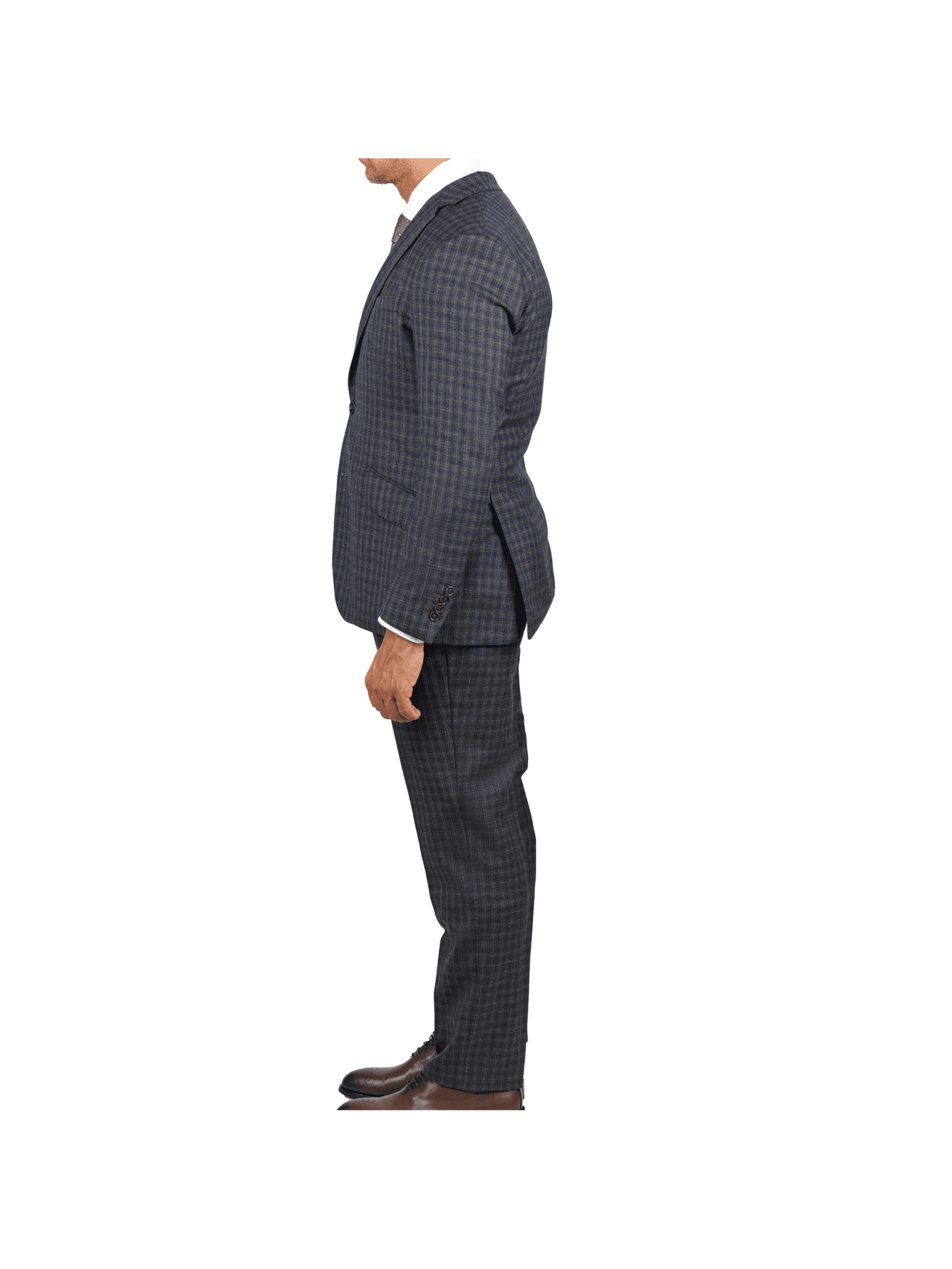 Arthur Black SUITS Arthur Black Slim Fit Grey Blue Check Light Flannel Reda Wool Suit