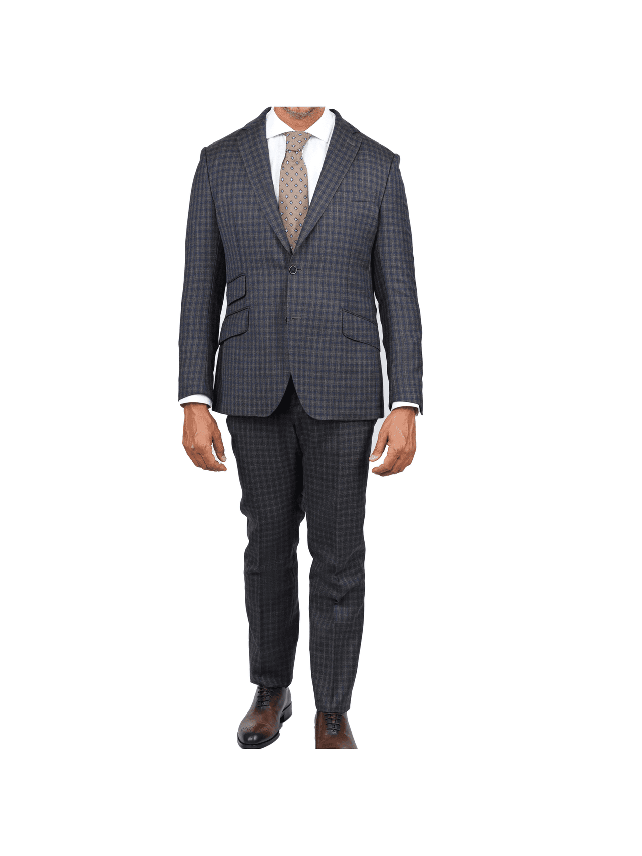 Arthur Black SUITS Arthur Black Slim Fit Grey Blue Check Light Flannel Reda Wool Suit