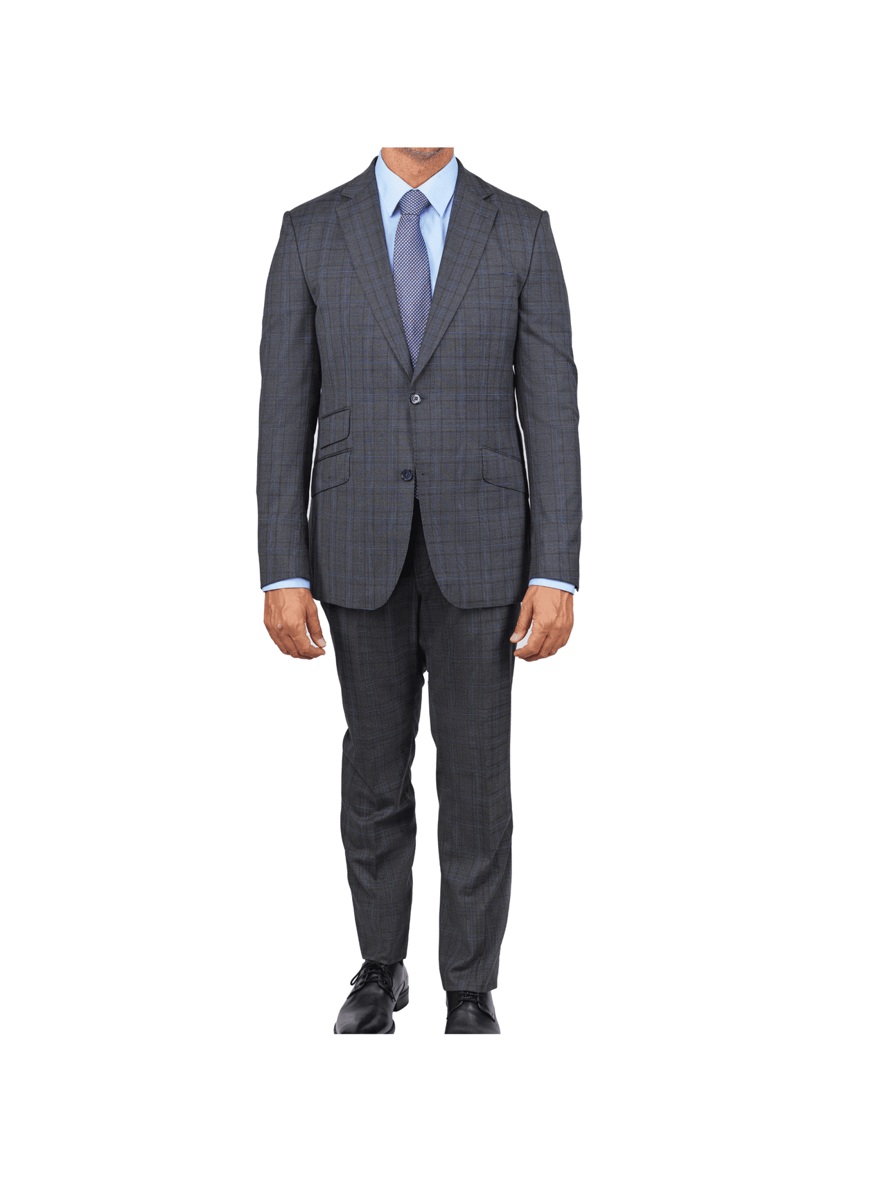 Arthur Black SUITS Arthur Black Slim Fit Grey Glen Plaid Zignone Worsted Wool Suit