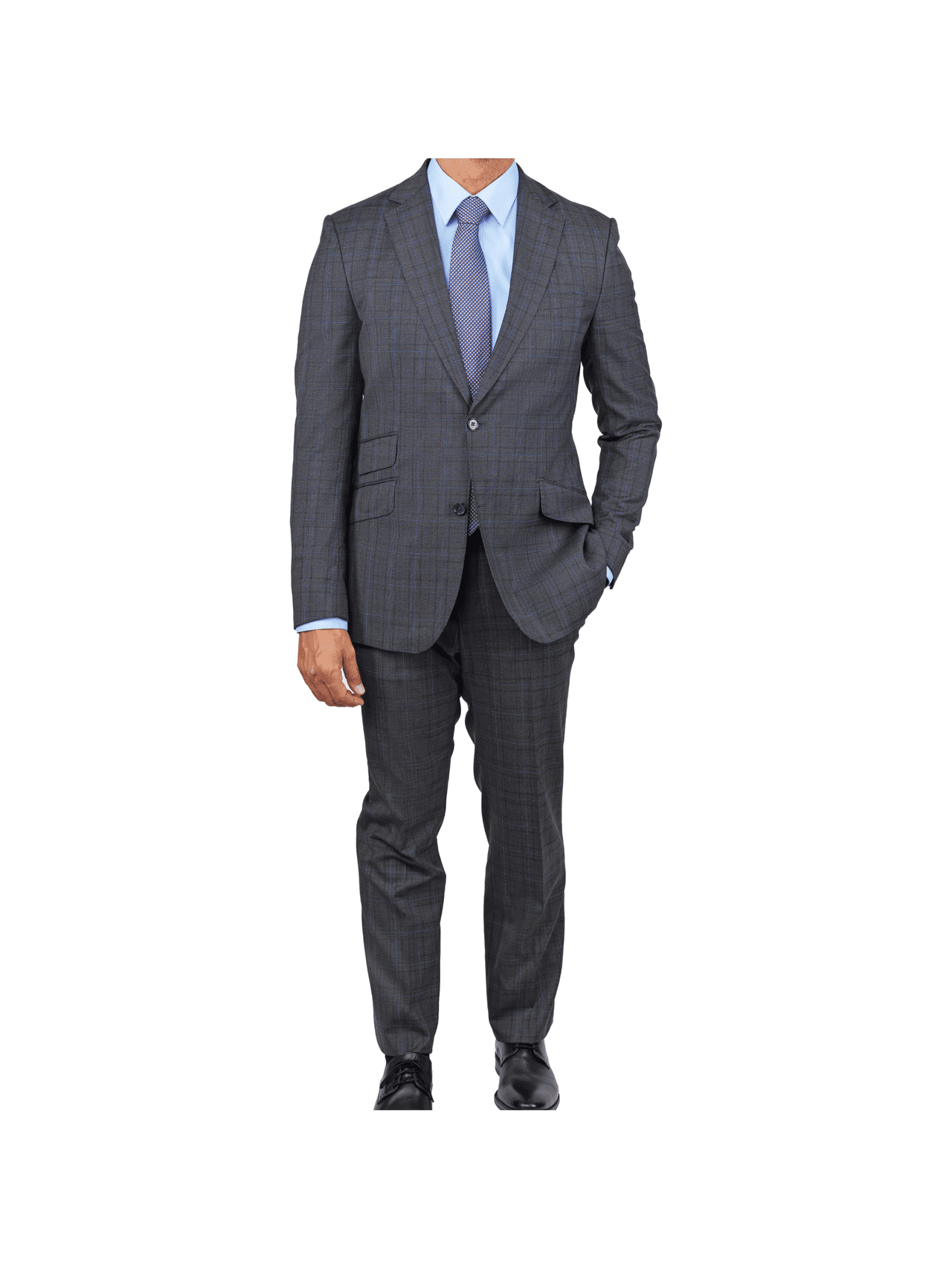 Arthur Black SUITS Arthur Black Slim Fit Grey Glen Plaid Zignone Worsted Wool Suit