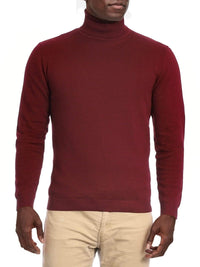 Thumbnail for Arthur Black SWEATERS Arthur Black Men's Solid Burgundy Pullover Cotton Blend Turtleneck Sweater Shirt