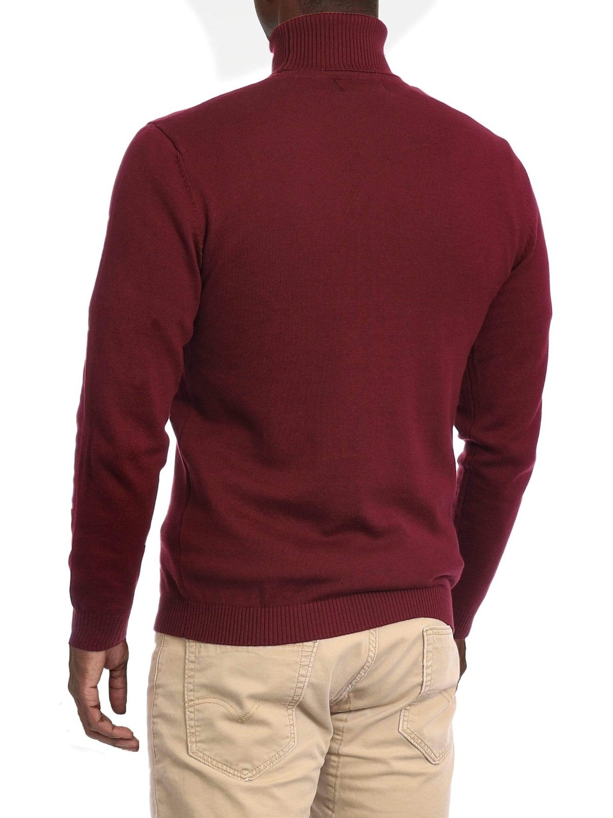 Arthur Black SWEATERS Arthur Black Men's Solid Burgundy Pullover Cotton Blend Turtleneck Sweater Shirt