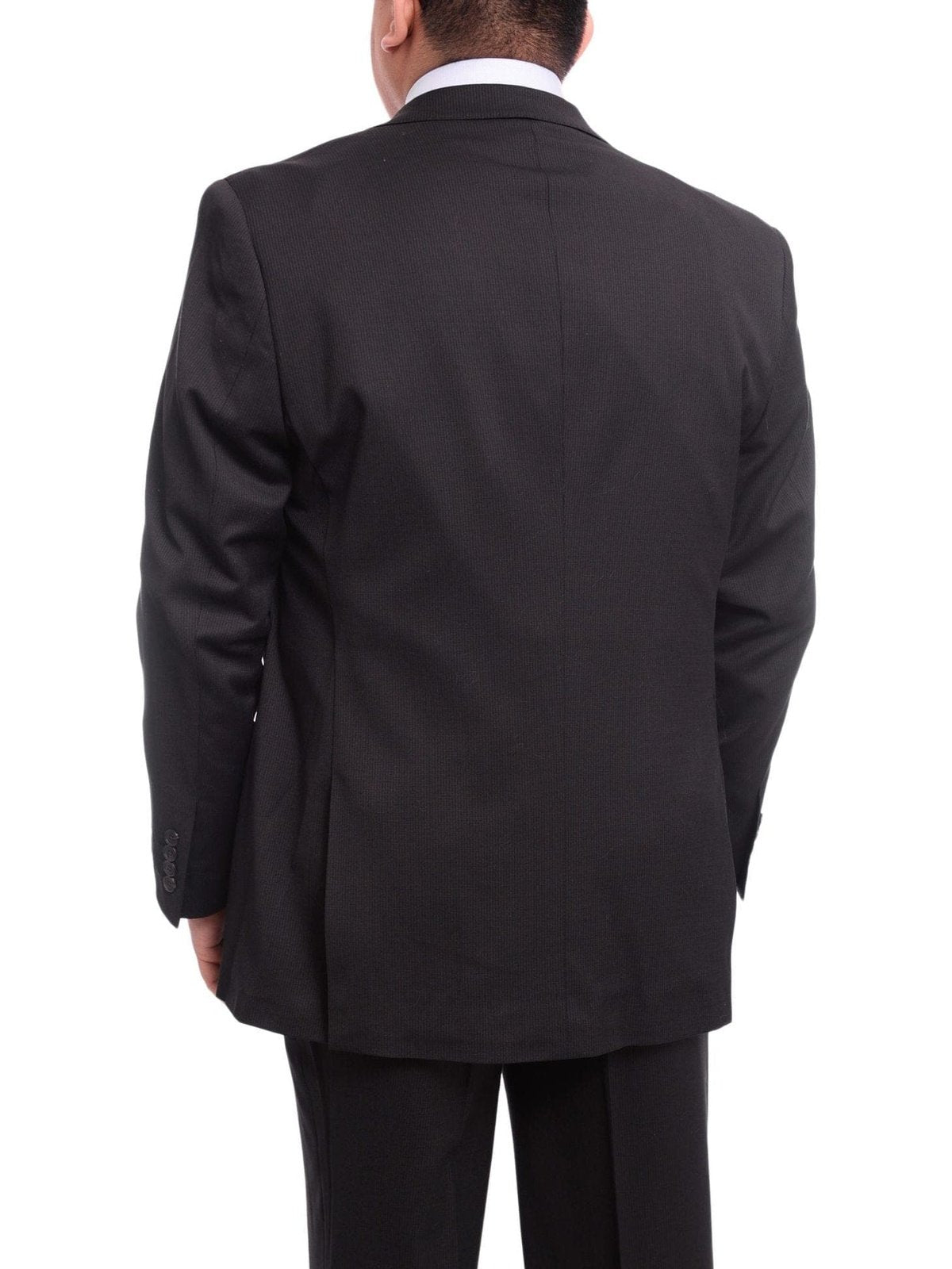 Arthur Black TWO PIECE SUITS Men's Arthur Black Executive Portly Fit Black Pinstriped 2 Button Wool Suit