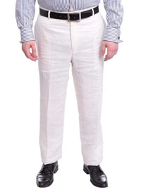 Thumbnail for Ascott Browne PANTS 34 / 36 Ascott Browne Regular Fit Solid Ivory Flat Front Linen Dress Pants