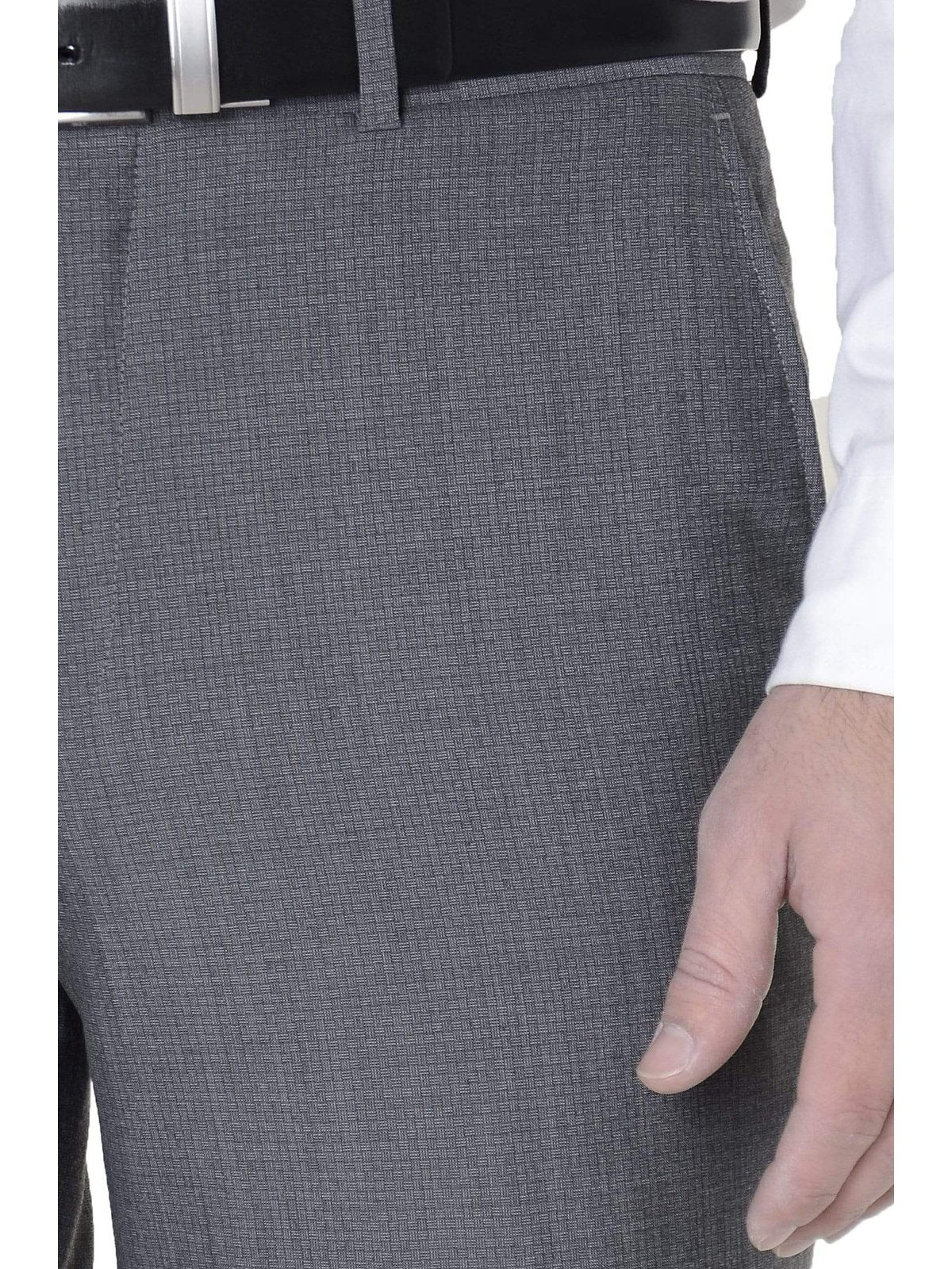 Bar III PANTS Bar III Mens Slim Fit Gray Textured Flat Front Wool Blend Dress Pants