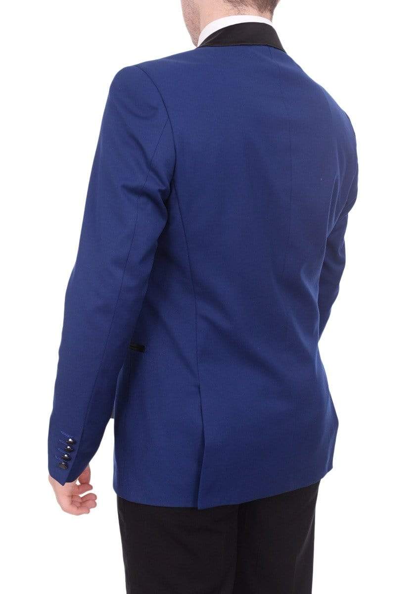 Bello TUXEDOS Men's Slim Fit 1 Button Shawl Lapel Tuxedo Jacket & Pants - Indigo Blue